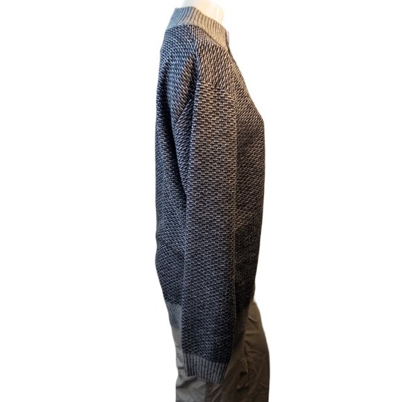 Whipper In Mens Size XXL Sweater Black Grey Knit Grandpacore New Zip Mockneck - Picture 3 of 11